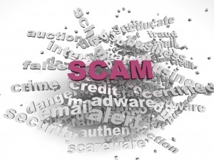 3d image Scam  issues concept word cloud background